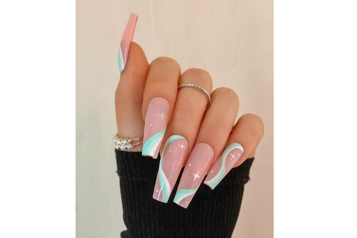 Pink and Aqua nail art ideas ~ More Nail Polish