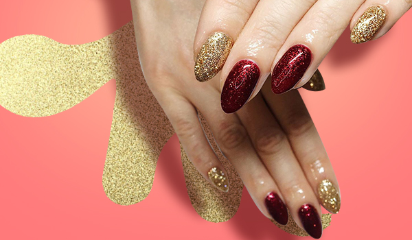 5 red and gold nail polish designs for brides