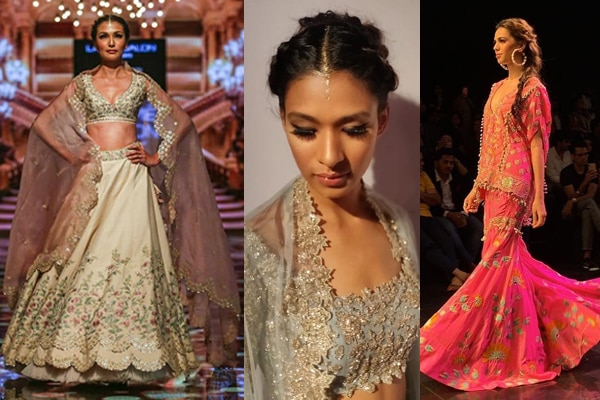 Twisted braids and buns, coral lids and glitter parting—Arpita Mehta/Anushree Reddy