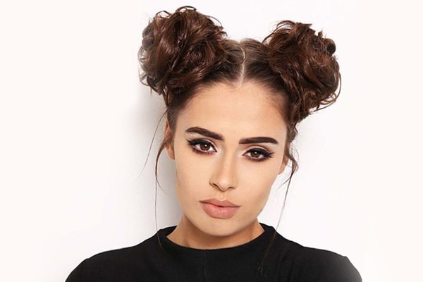 40 Summer Festival Hairstyle Ideas : Dutch Braid Space Buns Half Up