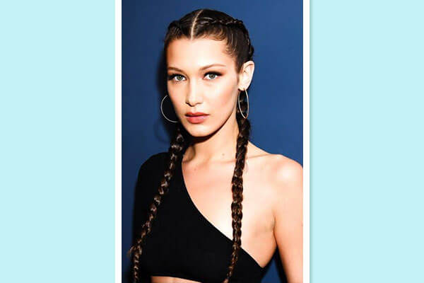 dual braided hairstyle on red carpet