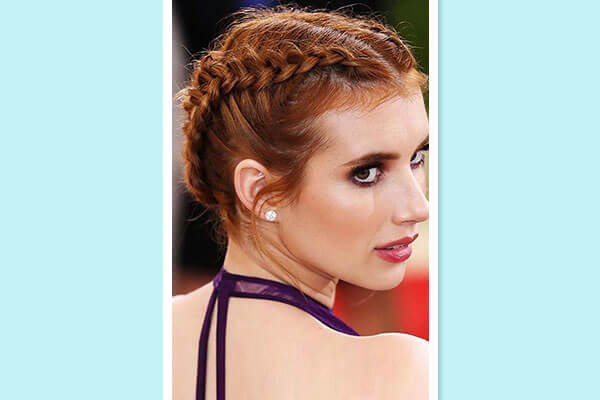 dual braided hairstyle on red carpet