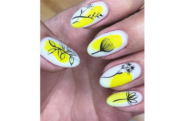 Yellow French Manicure Nail Art Design Stock Photo - Download Image Now -  Fingernail, Lily, Acrylic Painting - iStock