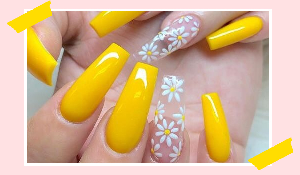 Yellow Manicure on the Nails. Yellow Nail Design on the Fingers Stock Photo  - Image of feminine, fingers: 151398920