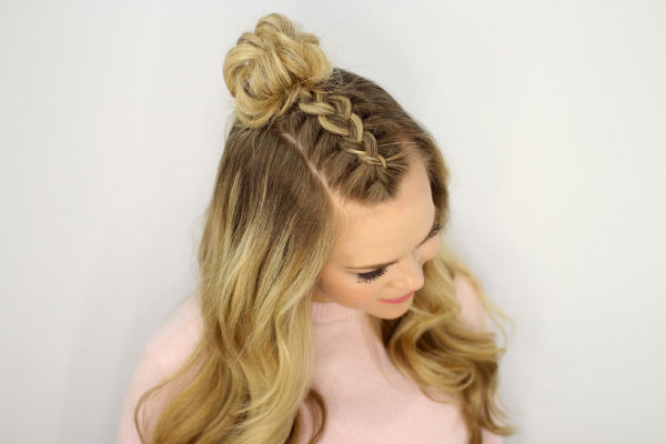 mohawk braid top knot hairstyle