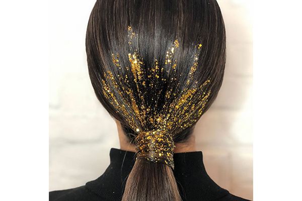 Glitter wrapped ponytail