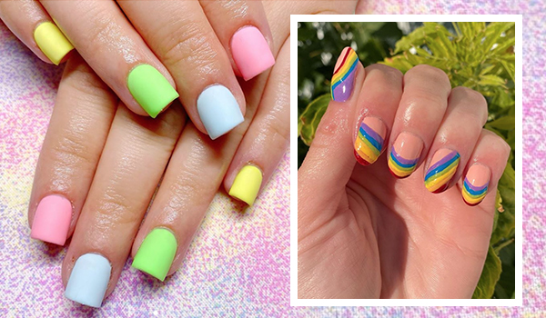 A cute and easy nail art design, this rainbow nail art idea is very  adorable! Check out this blog and w… | Kids nail designs, Rainbow nail art, Rainbow  nails design