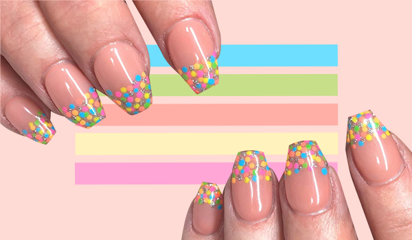 DIY rainbow nail art for short nails 